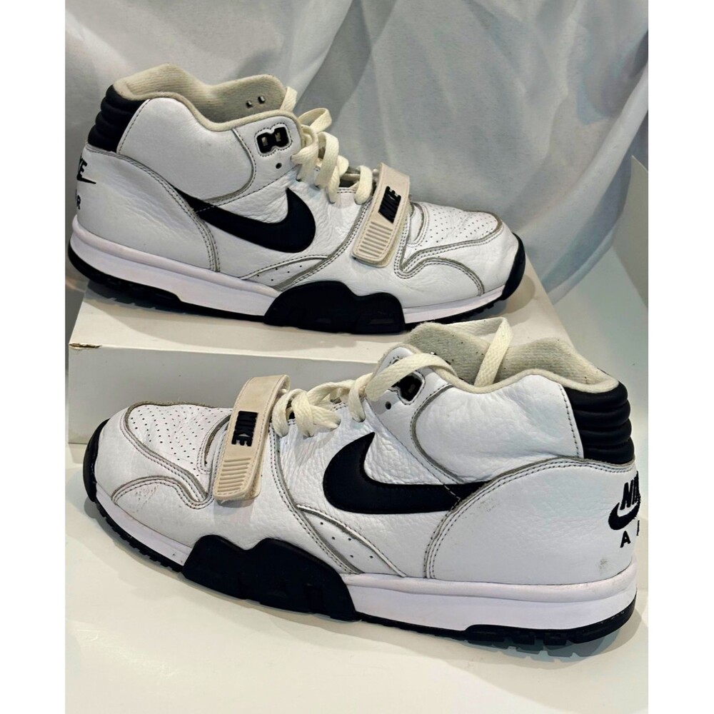 Nike Air Trainer 1 Men’s Size 9 White Black FB8066-100 Leather Sneakers